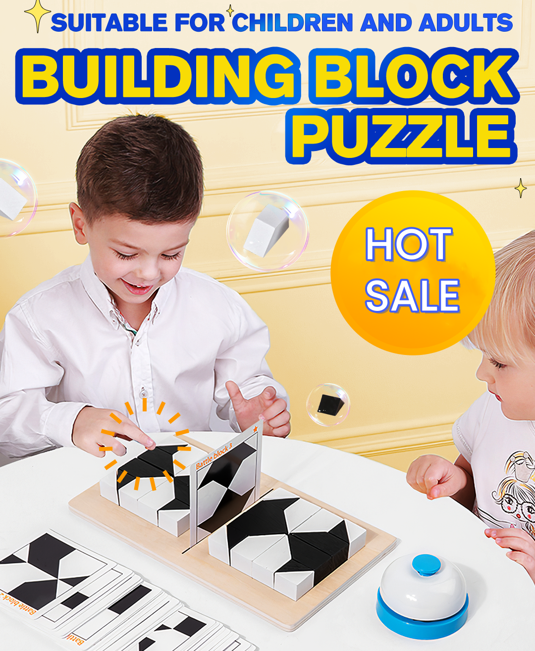 🎁Zeitlich begrenztes Angebot!🎅Kreatives schwarz-weißes Blockpuzzle-Set für Kinder