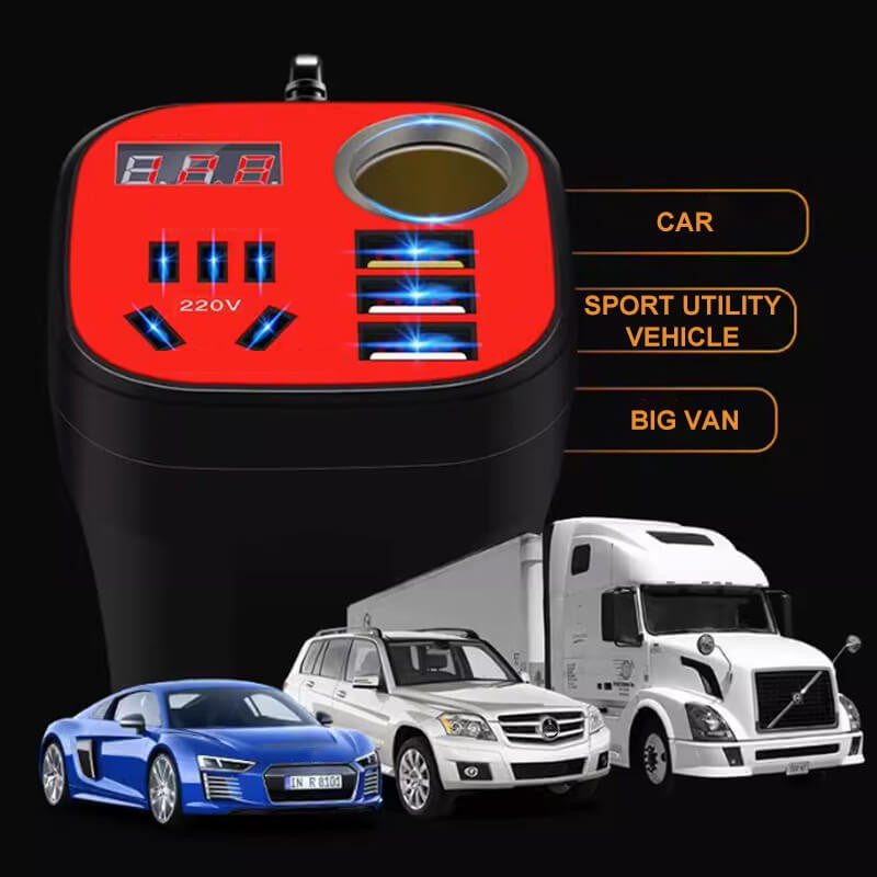 Im Auto montierter Becher-Wechselrichter QC-Ladegerät(💥💥Befristetes Angebot: 50% Rabatt auf Bestellungen)