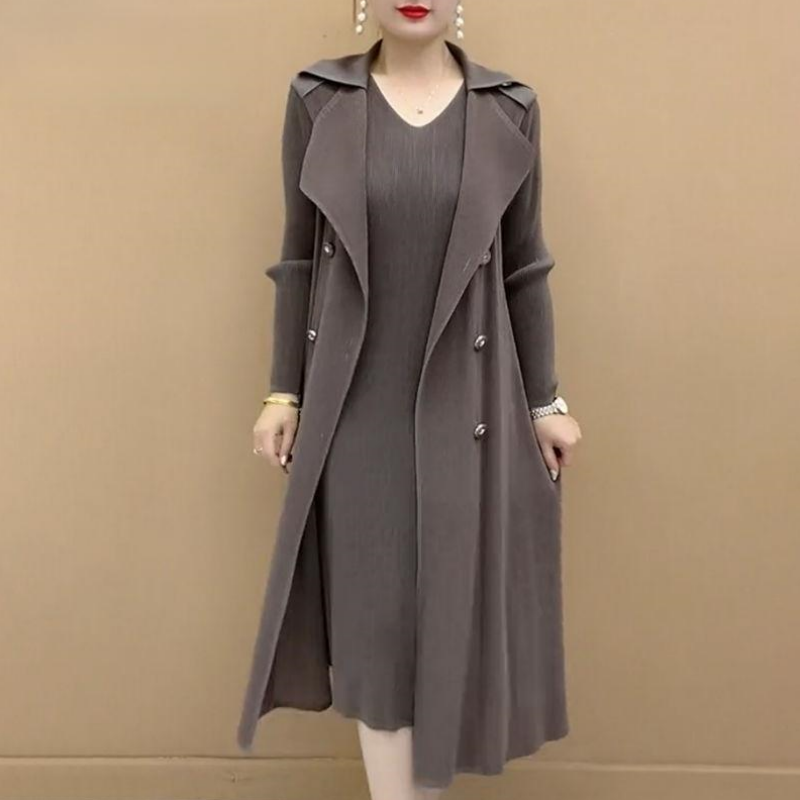🔥Begrenzte Zeit 50% OFF🔥🎉Herbst Hot Sale🎉Modischer plissierter Anzug Kragen Fake Zweiteiliger Trenchcoat