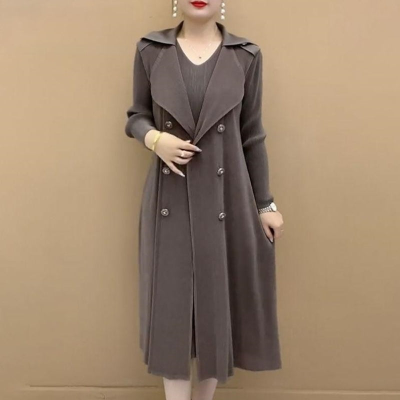 🔥Begrenzte Zeit 50% OFF🔥🎉Herbst Hot Sale🎉Modischer plissierter Anzug Kragen Fake Zweiteiliger Trenchcoat