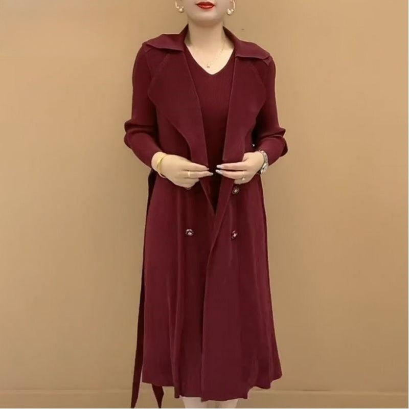 🔥Begrenzte Zeit 50% OFF🔥🎉Herbst Hot Sale🎉Modischer plissierter Anzug Kragen Fake Zweiteiliger Trenchcoat