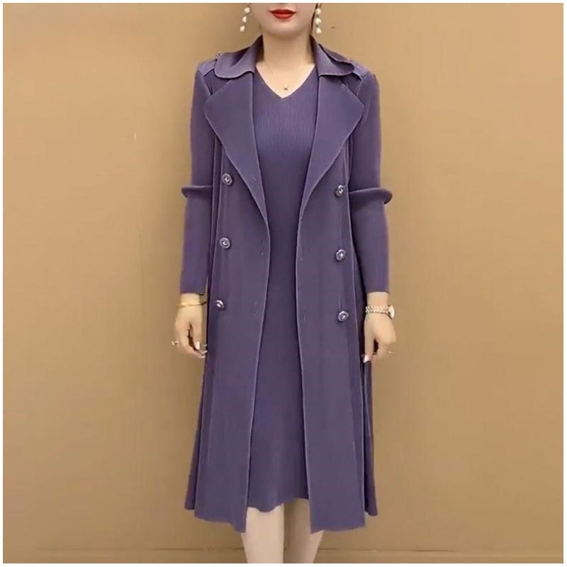 🔥Begrenzte Zeit 50% OFF🔥🎉Herbst Hot Sale🎉Modischer plissierter Anzug Kragen Fake Zweiteiliger Trenchcoat