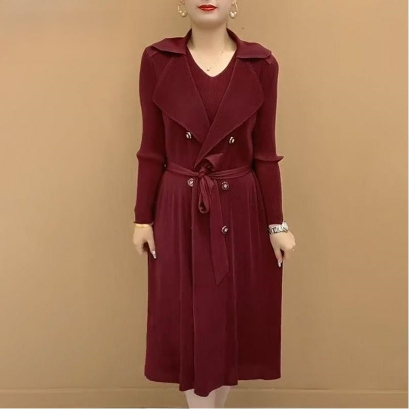 🔥Begrenzte Zeit 50% OFF🔥🎉Herbst Hot Sale🎉Modischer plissierter Anzug Kragen Fake Zweiteiliger Trenchcoat