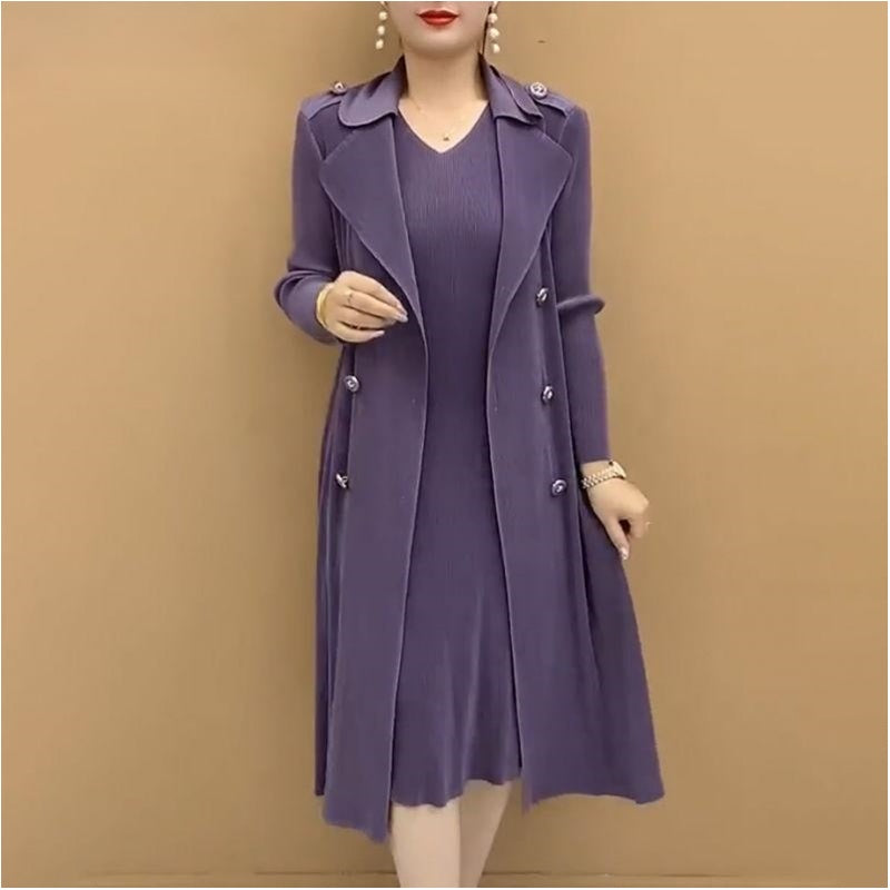 🔥Begrenzte Zeit 50% OFF🔥🎉Herbst Hot Sale🎉Modischer plissierter Anzug Kragen Fake Zweiteiliger Trenchcoat