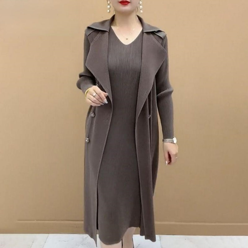 🔥Begrenzte Zeit 50% OFF🔥🎉Herbst Hot Sale🎉Modischer plissierter Anzug Kragen Fake Zweiteiliger Trenchcoat