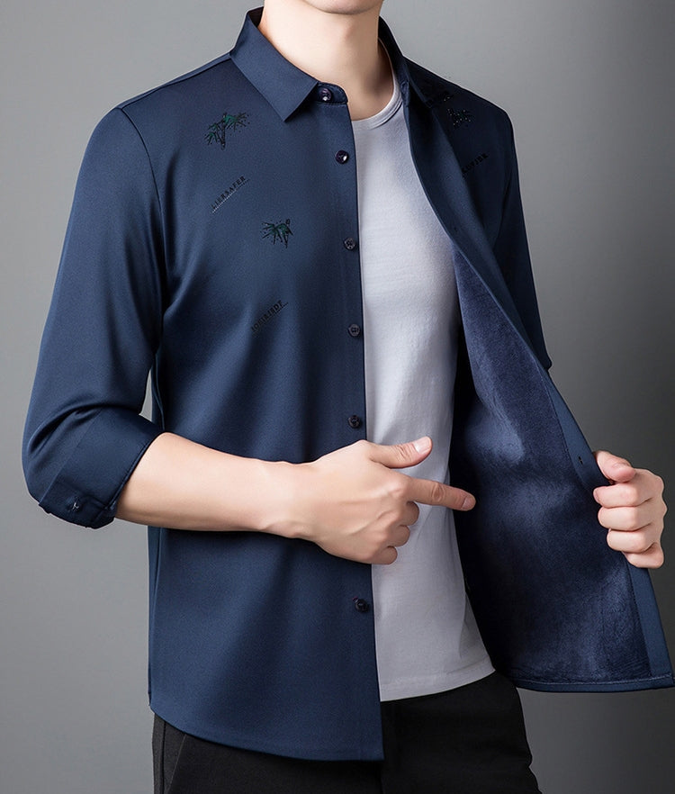 Men's Plush Lined Thickened Long Sleeve Shirt(50% OFF)