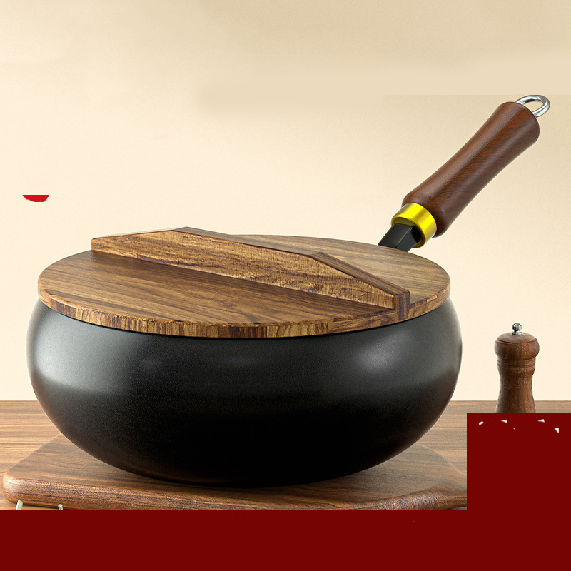 📢📢50 % Rabatt!! ⏰Alteisen Wok – Robuster Gusseisenbräter mit Deckel für Braten & Kochen👩🍳🍲