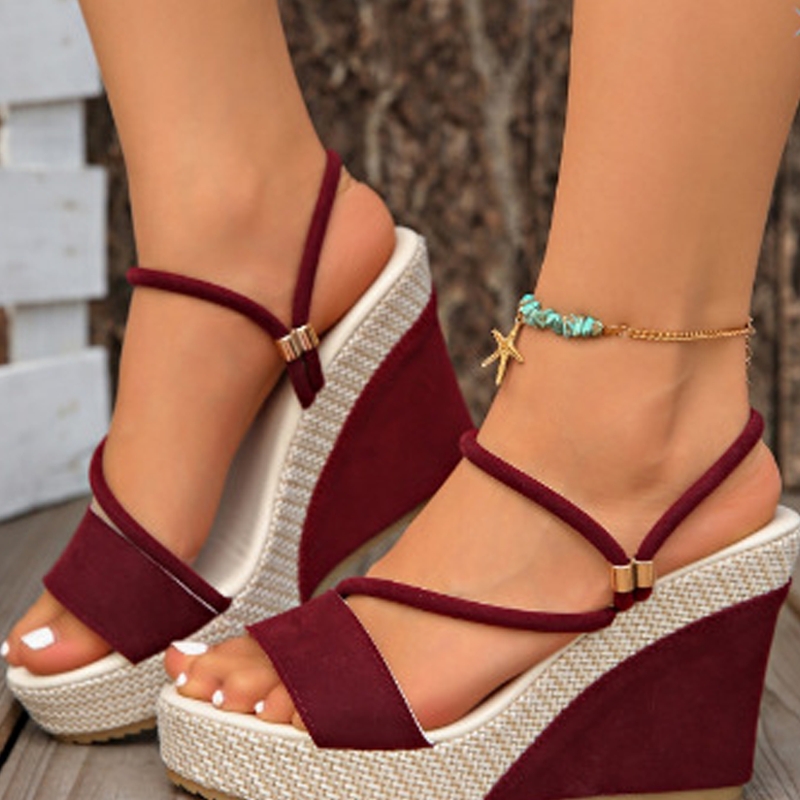 đ Damen-Sandalen mit Keilabsatz und hohen AbsĂ€tzen