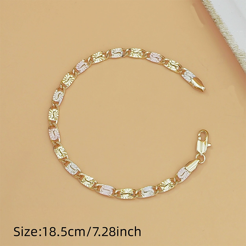 Unisex Dreifarben-Gliederarmband – Gold, Roségold & Weißgold, zeitlos & vielseitig, jetzt −50%