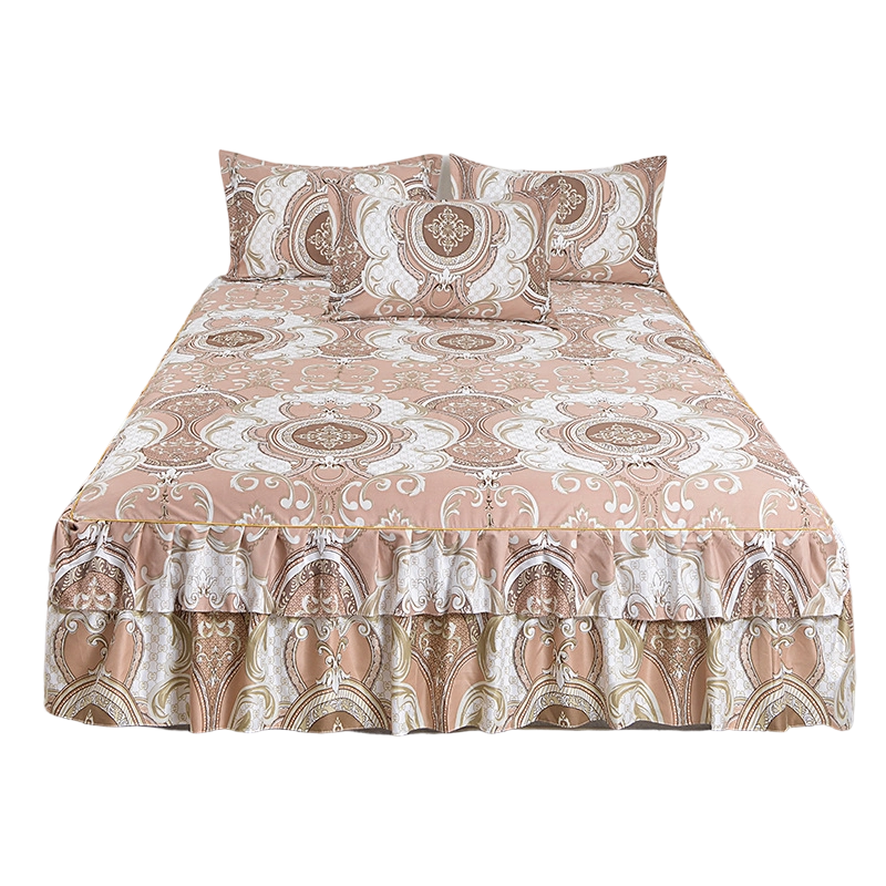 đž BEFRISTET ANGEBOT â 50 % RABATT! 3-teiliger, florales RĂŒschen-Bettrock â Dekoratives BettwĂ€sche-Set fĂŒr das Schlafzimmer mit KissenbezĂŒgen âš