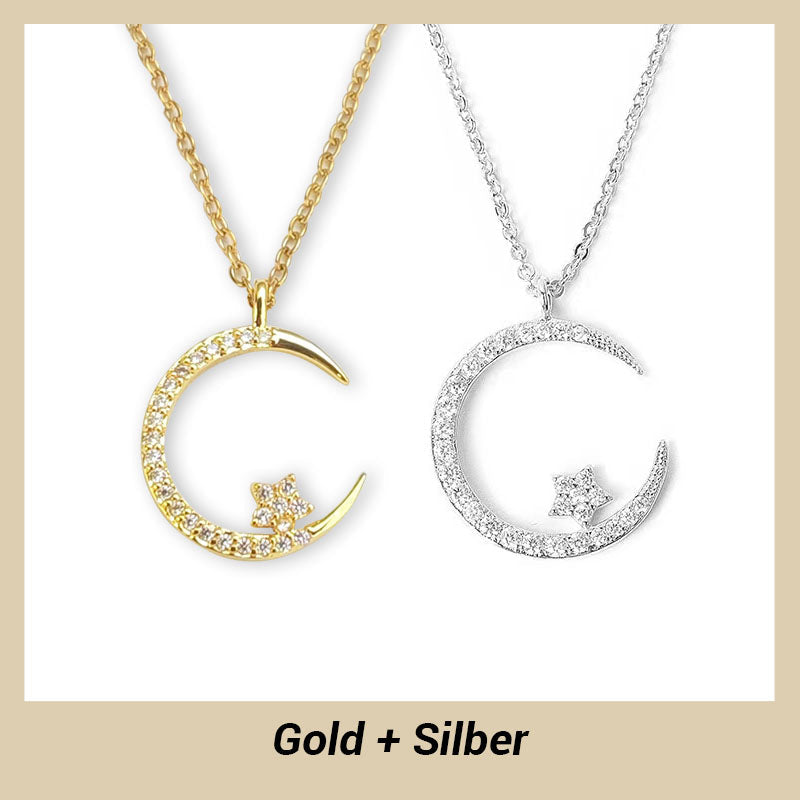 🌙 50% RABATT ! ✨ Funkelnde Mond & Stern Halskette – Zarte Kette, Strahlender Anhänger & Romantisches Symbol 💫