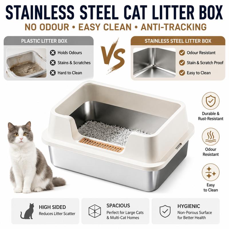 😺 50% RABATT! 🛡️ Edelstahl-Katzentoilette – Geruchsdicht, streusicher & leicht zu reinigen – Ideal für Mehrkatzen-Haushalte 🐾