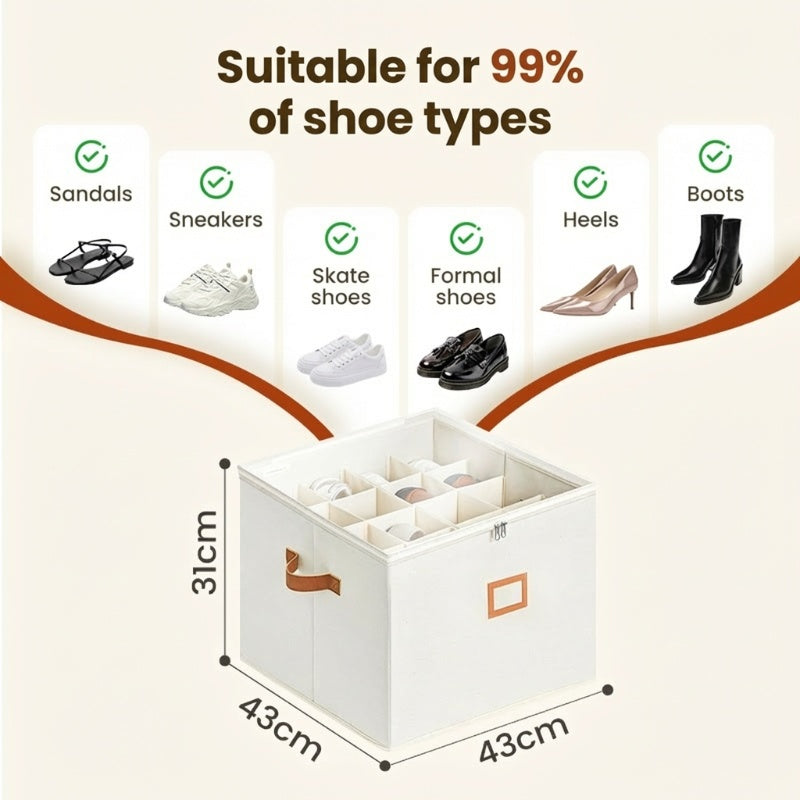 👟 50% RABATT! 🧺 Schuh-Aufbewahrungsbox aus Stoff – Zusammenklappbar, staubdicht & atmungsaktiv – Ideal für Schränke & Schlafzimmer ✨