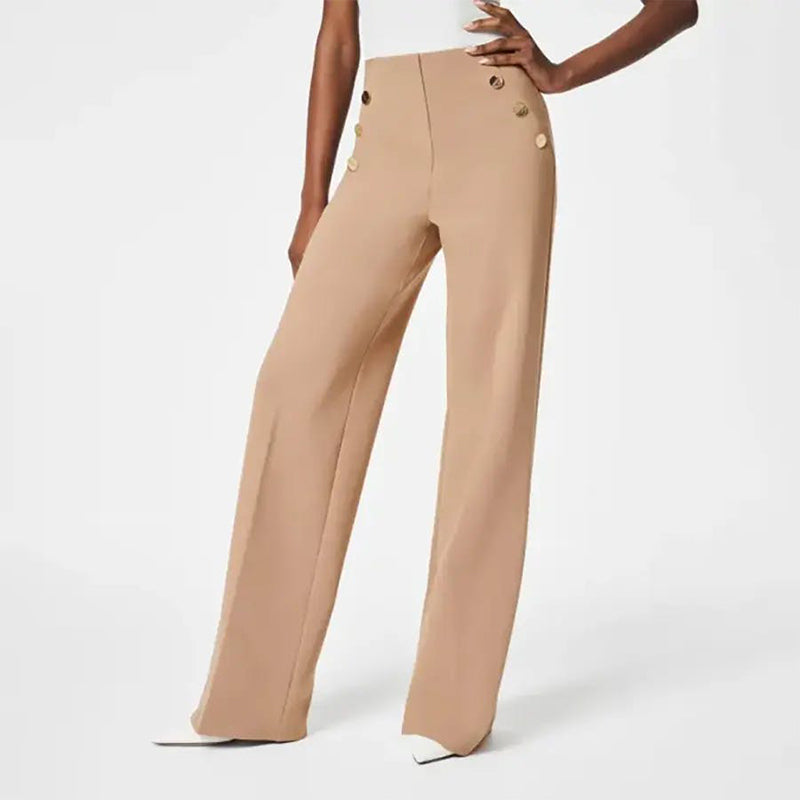 👖53% RABATT! ✨ Hoch Elastische Hose mit Knopfverschluss & Weitem Bein – Figurformend, 3 Längen & Superbequem 🏃‍♀️