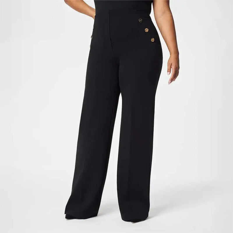 👖53% RABATT! ✨ Hoch Elastische Hose mit Knopfverschluss & Weitem Bein – Figurformend, 3 Längen & Superbequem 🏃‍♀️