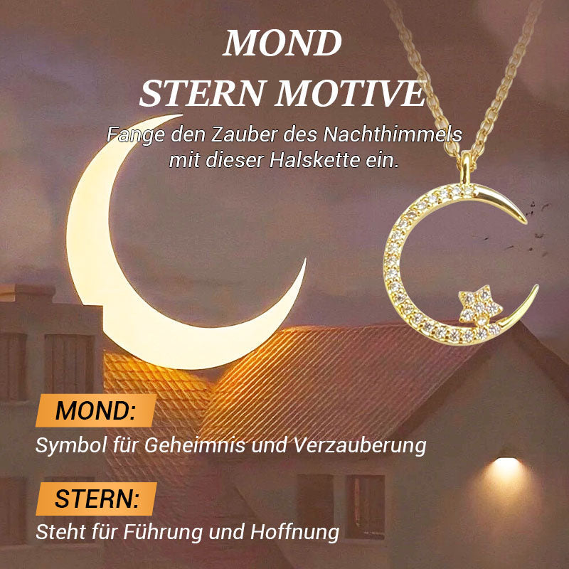 🌙 50% RABATT ! ✨ Funkelnde Mond & Stern Halskette – Zarte Kette, Strahlender Anhänger & Romantisches Symbol 💫
