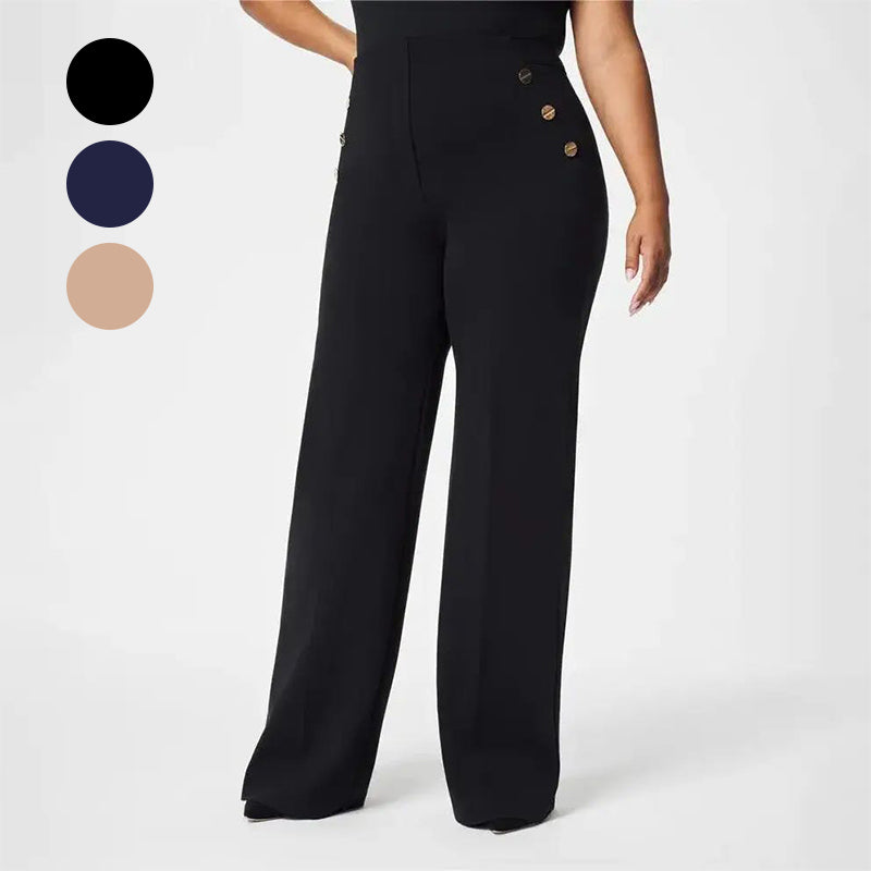 👖53% RABATT! ✨ Hoch Elastische Hose mit Knopfverschluss & Weitem Bein – Figurformend, 3 Längen & Superbequem 🏃‍♀️
