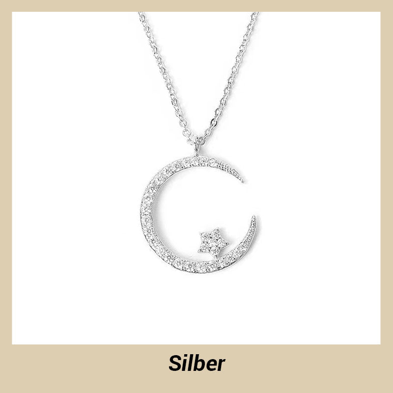 🌙 50% RABATT ! ✨ Funkelnde Mond & Stern Halskette – Zarte Kette, Strahlender Anhänger & Romantisches Symbol 💫