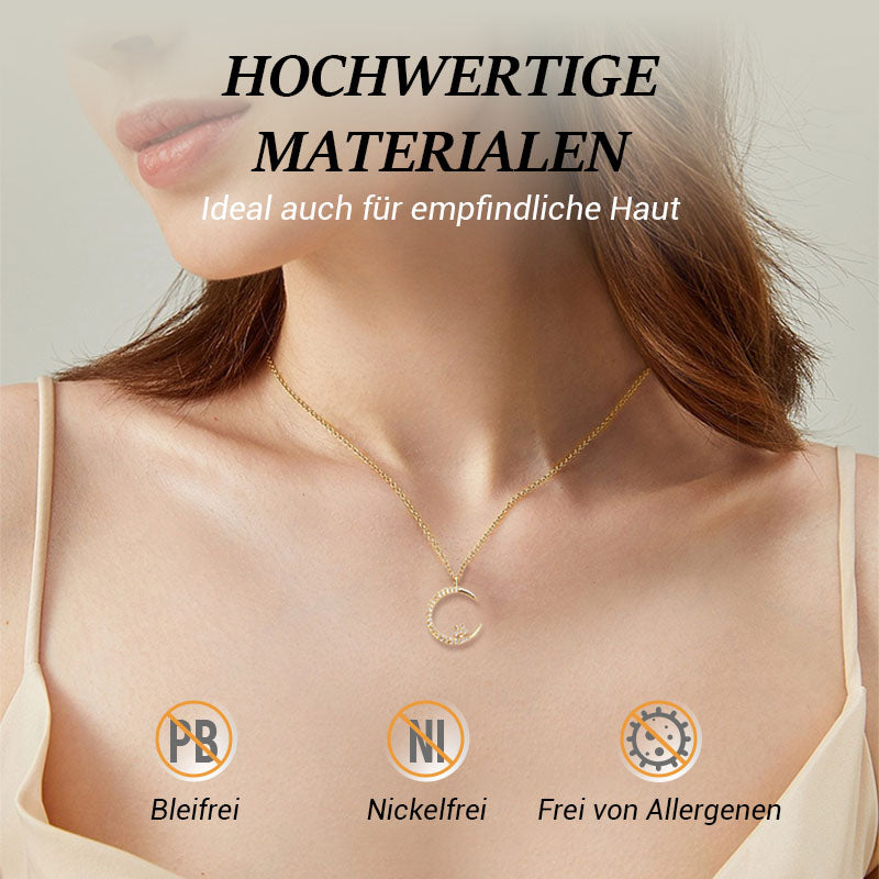 🌙 50% RABATT ! ✨ Funkelnde Mond & Stern Halskette – Zarte Kette, Strahlender Anhänger & Romantisches Symbol 💫