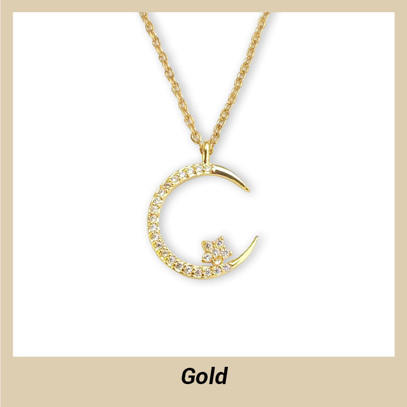 🌙 50% RABATT ! ✨ Funkelnde Mond & Stern Halskette – Zarte Kette, Strahlender Anhänger & Romantisches Symbol 💫
