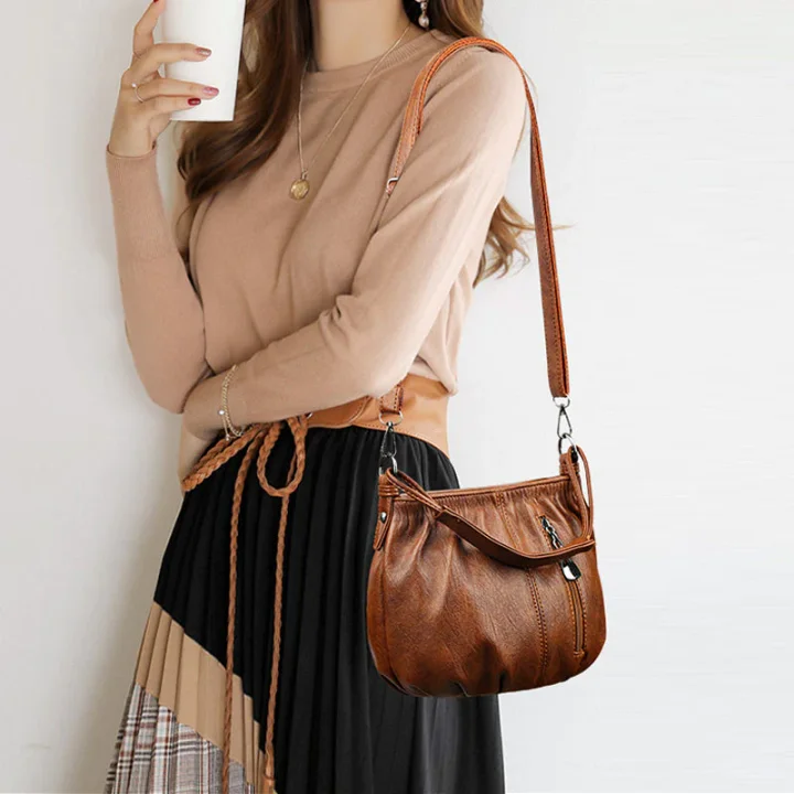 👜✨ Lässige Plisseetasche aus weichem Leder ✨ – Praktische Beuteltasche mit Stil 💼 Leicht, langlebig & perfekt für den Alltag! 🌟
