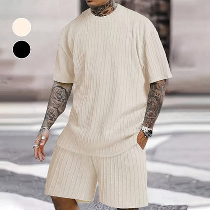 👕 2-teiliges Sommer-Set für Herren – T-Shirt mit überschnittenen Schultern & kurze Hose mit Kordelzug, bequem & luftig ☀️🩳