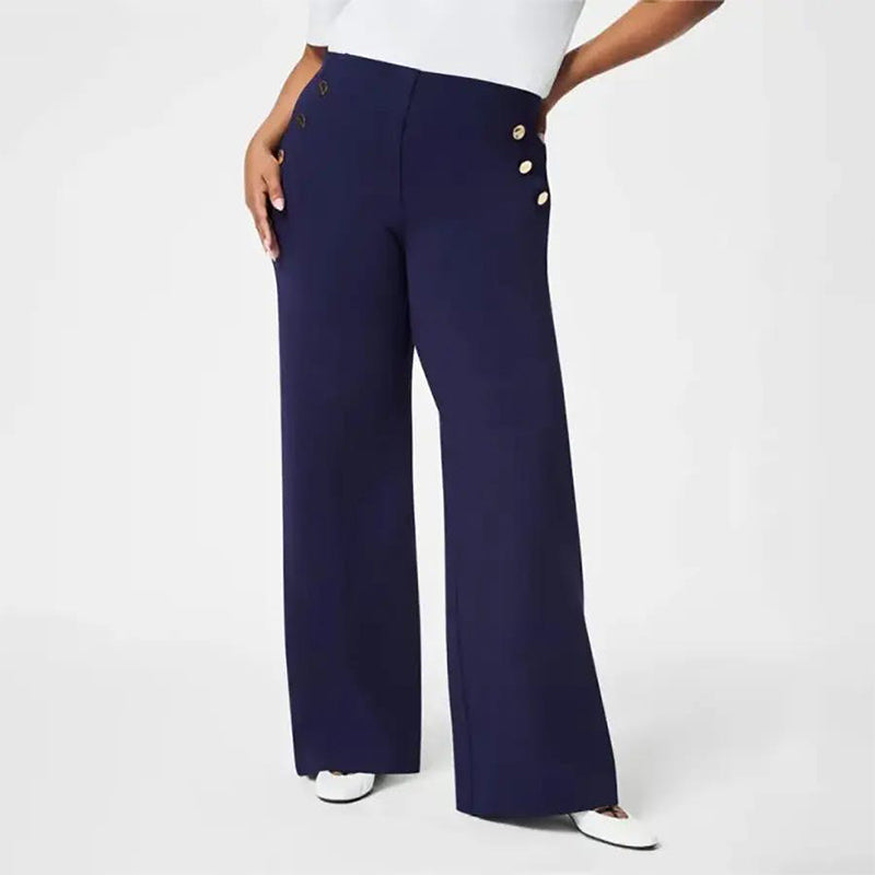 👖53% RABATT! ✨ Hoch Elastische Hose mit Knopfverschluss & Weitem Bein – Figurformend, 3 Längen & Superbequem 🏃‍♀️