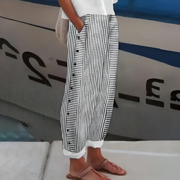 👖 -50% RABATT AUF DIE GESTREIFTE HOSE! 👗✨ Bequem, atmungsaktiv & mit praktischen Taschen für den perfekten Sommer-Look 🌿