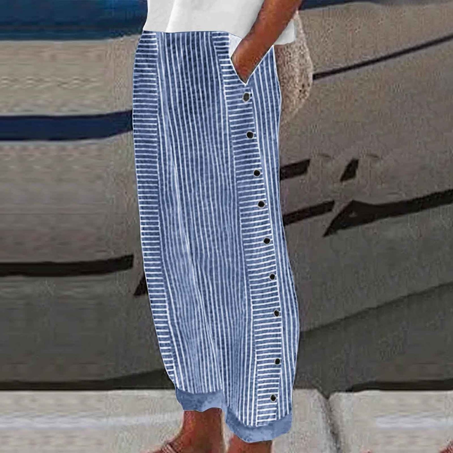 👖 -50% RABATT AUF DIE GESTREIFTE HOSE! 👗✨ Bequem, atmungsaktiv & mit praktischen Taschen für den perfekten Sommer-Look 🌿