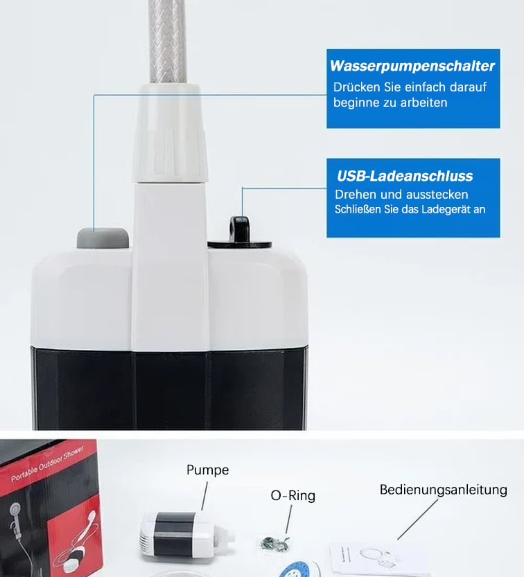 🚿 Frisch bleiben im Freien - 50% OFF - 🔥 Tragbare Campingdusche mit regulierbarem Durchfluss - für einfache und bequeme Reinigung im Freien!