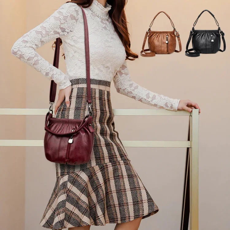 👜✨ Lässige Plisseetasche aus weichem Leder ✨ – Praktische Beuteltasche mit Stil 💼 Leicht, langlebig & perfekt für den Alltag! 🌟