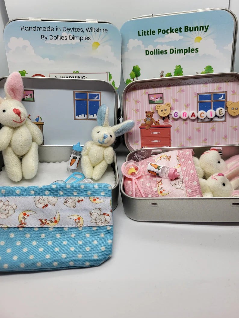 🔥Das schönste Ostergeschenk🎁Süße Hasen in einer Blechdose – Mama- und Babyhase