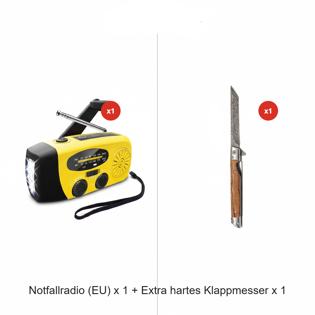 Solar-Kurbelradio für Notfall & Outdoor – Nie ohne Strom und Empfang! 🔦 Solar & Handkurbel, helle LED-Taschenlampe, USB-Notladung 🔋