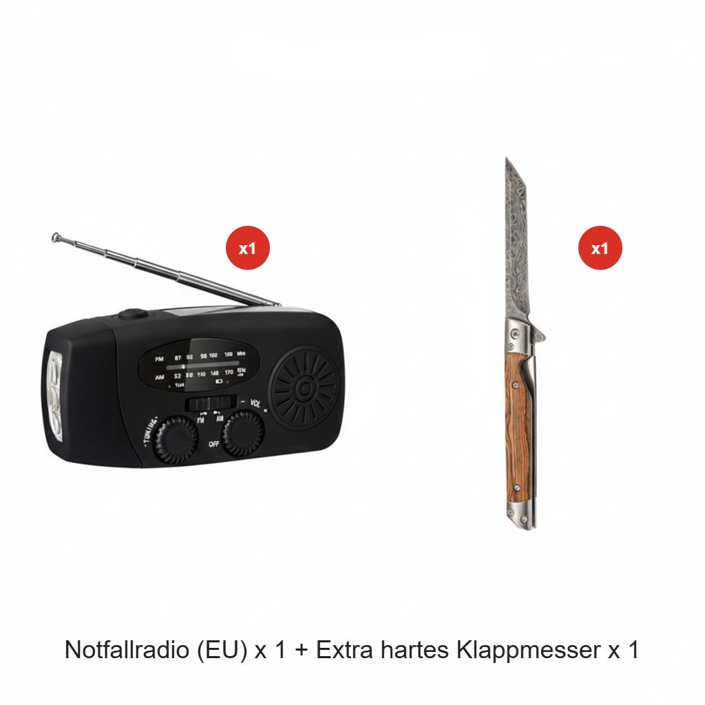 Solar-Kurbelradio für Notfall & Outdoor – Nie ohne Strom und Empfang! 🔦 Solar & Handkurbel, helle LED-Taschenlampe, USB-Notladung 🔋