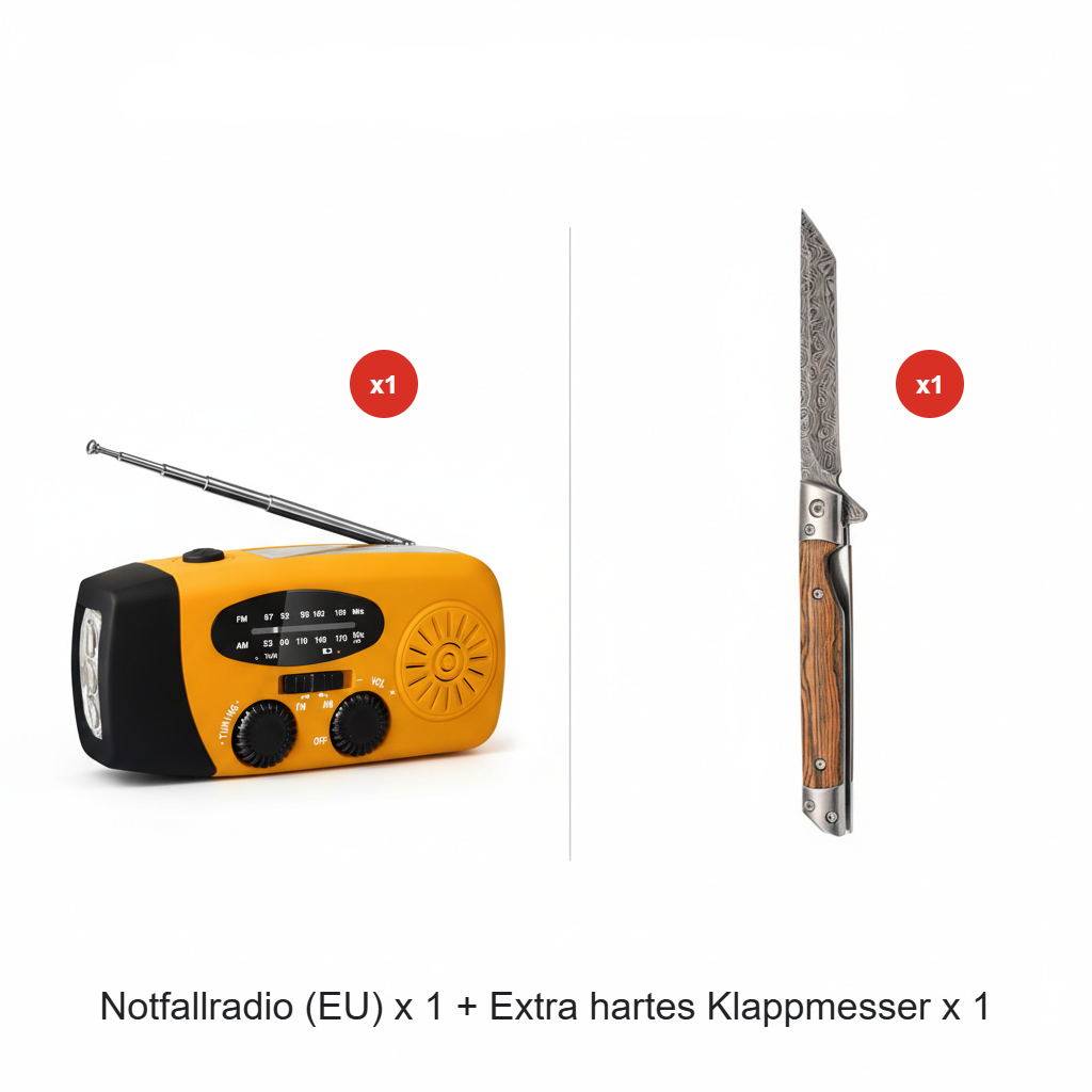 Solar-Kurbelradio für Notfall & Outdoor – Nie ohne Strom und Empfang! 🔦 Solar & Handkurbel, helle LED-Taschenlampe, USB-Notladung 🔋