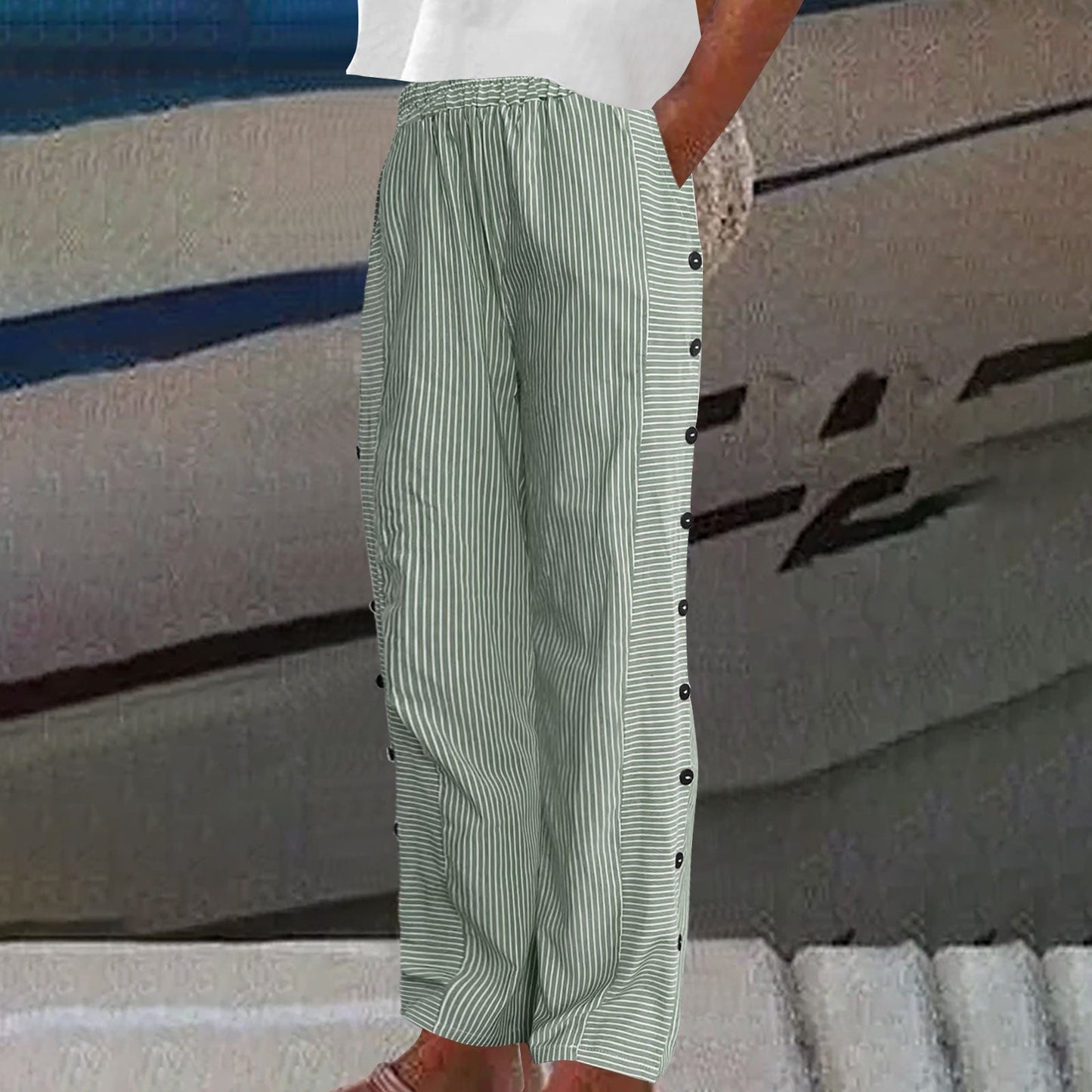 👖 -50% RABATT AUF DIE GESTREIFTE HOSE! 👗✨ Bequem, atmungsaktiv & mit praktischen Taschen für den perfekten Sommer-Look 🌿