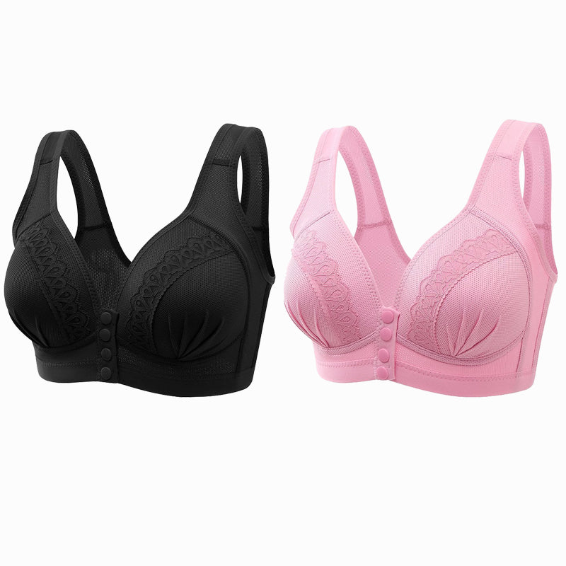 👙 50% RABATT! 🌸 Atmungsaktiver Baumwoll-BH mit Knopfleiste – Einfaches An- und Ausziehen, Weicher Tragekomfort & Anpassbarer Halt 🎀
