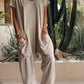 🔥50% RABATT🔥 Lässiger einfarbiger Jumpsuit mit V-Ausschnitt