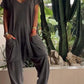 🔥50% RABATT🔥 Lässiger einfarbiger Jumpsuit mit V-Ausschnitt
