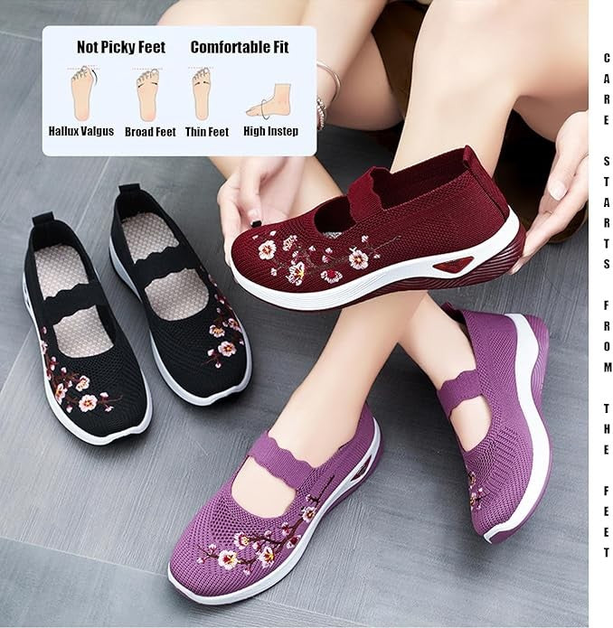 🥿 50% RABATT! 🔥 Freizeitliche Loafers mit Blumenstickerei aus Strickstoff – Bequem, elastisch & perfekt für Alltag, Büro oder Spaziergänge im Sommer 🌸