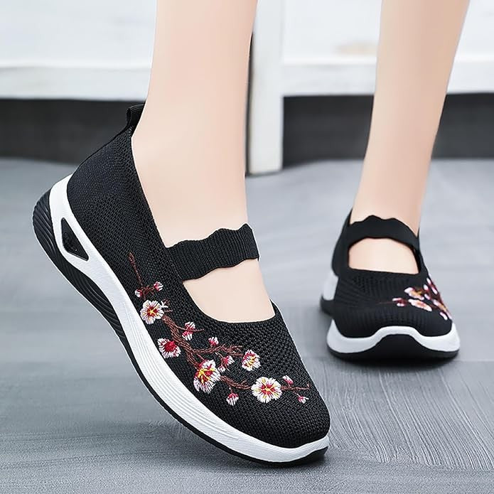 🥿 50% RABATT! 🔥 Freizeitliche Loafers mit Blumenstickerei aus Strickstoff – Bequem, elastisch & perfekt für Alltag, Büro oder Spaziergänge im Sommer 🌸