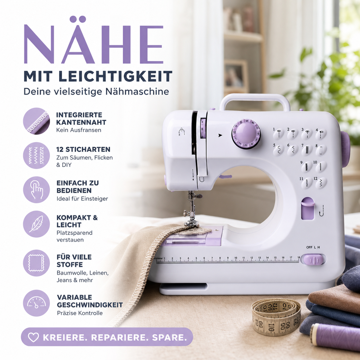 🛍️Multifunktionale Nähmaschine mit Overlock-Stich