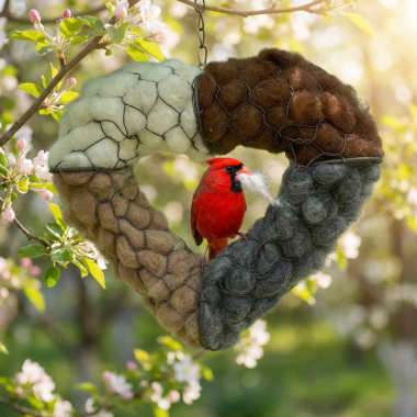 Herzförmiges Vogelhaus-Ornament zum Aufhängen