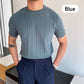 Männer-Strickpullover mit Rundhals, kurzen Ärmeln und Twist-Muster