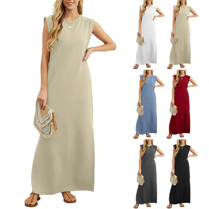 ⏳ 53% RABATT! Damen Sommerkleid – Baumwollmischung, Knitterfrei & Seitenschlitz – Loose Fit für Urlaub & Alltag, 6 Farben