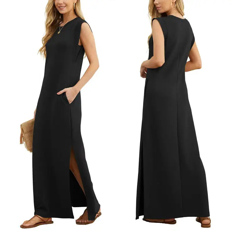 ⏳ 53% RABATT! Damen Sommerkleid – Baumwollmischung, Knitterfrei & Seitenschlitz – Loose Fit für Urlaub & Alltag, 6 Farben