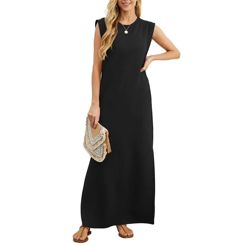 ⏳ 53% RABATT! Damen Sommerkleid – Baumwollmischung, Knitterfrei & Seitenschlitz – Loose Fit für Urlaub & Alltag, 6 Farben