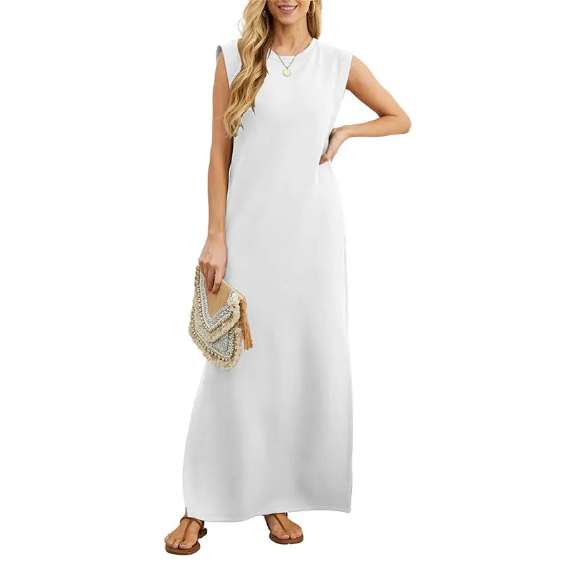 ⏳ 53% RABATT! Damen Sommerkleid – Baumwollmischung, Knitterfrei & Seitenschlitz – Loose Fit für Urlaub & Alltag, 6 Farben