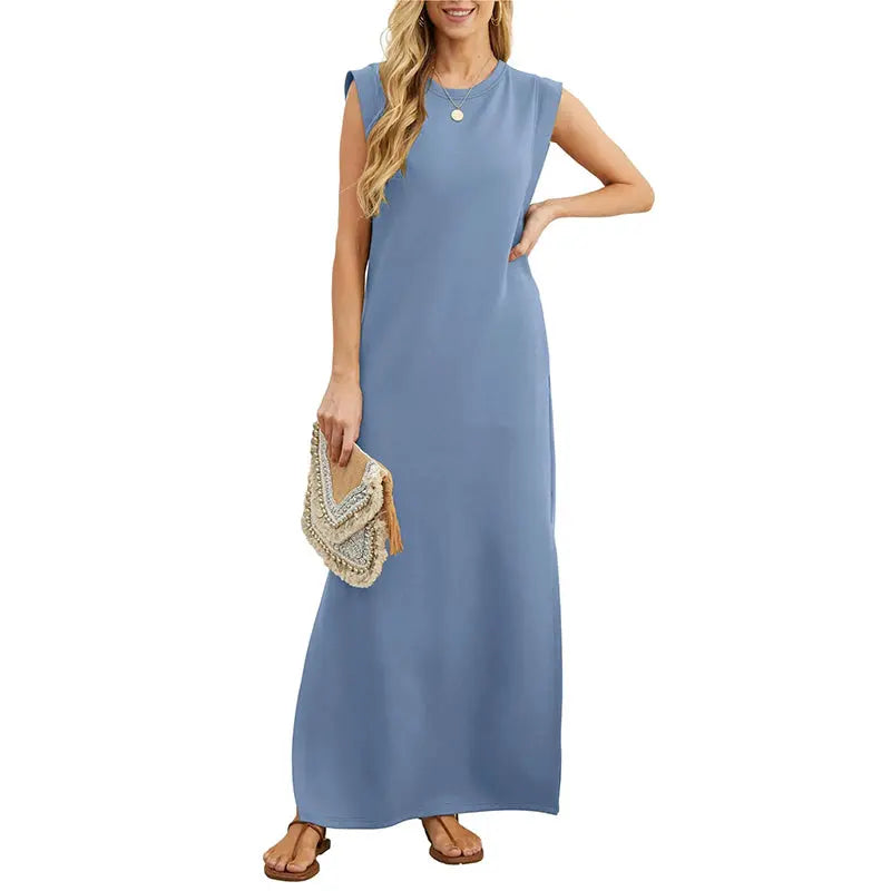 ⏳ 53% RABATT! Damen Sommerkleid – Baumwollmischung, Knitterfrei & Seitenschlitz – Loose Fit für Urlaub & Alltag, 6 Farben