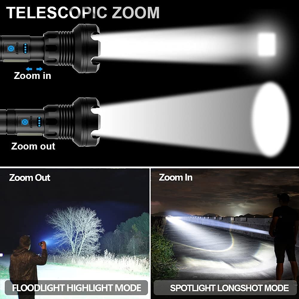 🔦 60% RABATT! 🎉 50000 Lumen Taktische Taschenlampe – Wiederaufladbar, Wasserdicht & Superhell 📦